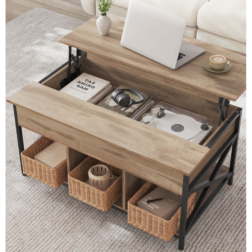 Konferenční stolek se zvedací deskou NYRO hnědá/černá