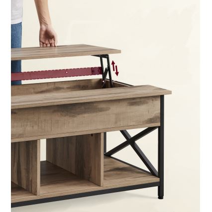 Konferenční stolek se zvedací deskou NYRO hnědá/černá