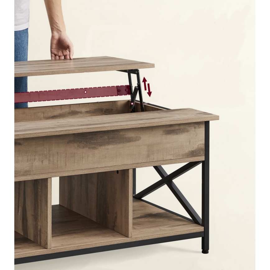 Konferenční stolek se zvedací deskou NYRO hnědá/černá