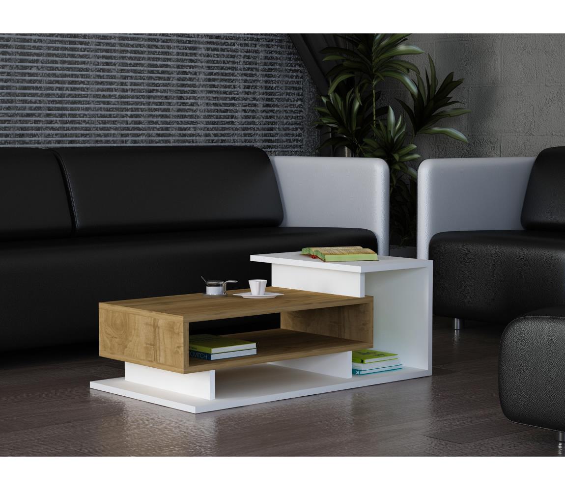 Asir Konferenční stolek SPRING 24,8x90 cm hnědá/bílá AS0559