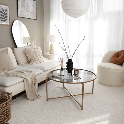 Konferenční stolek SUN 83 cm zlatá/čirá