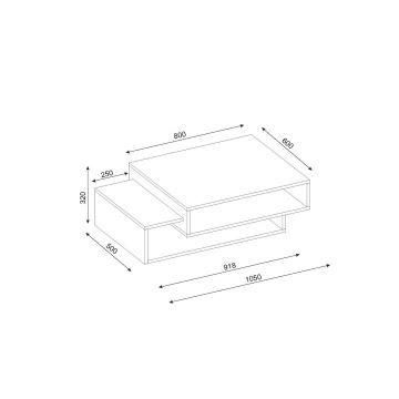 Konferenční stolek TAB 32x105 cm bílá/hnědá