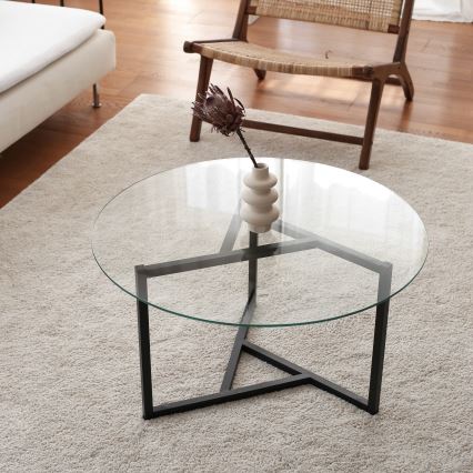 Konferenční stolek TRIO 75 cm čirá/černá