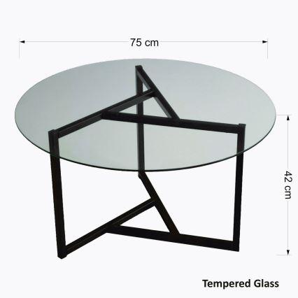 Konferenční stolek TRIO 75 cm čirá/černá