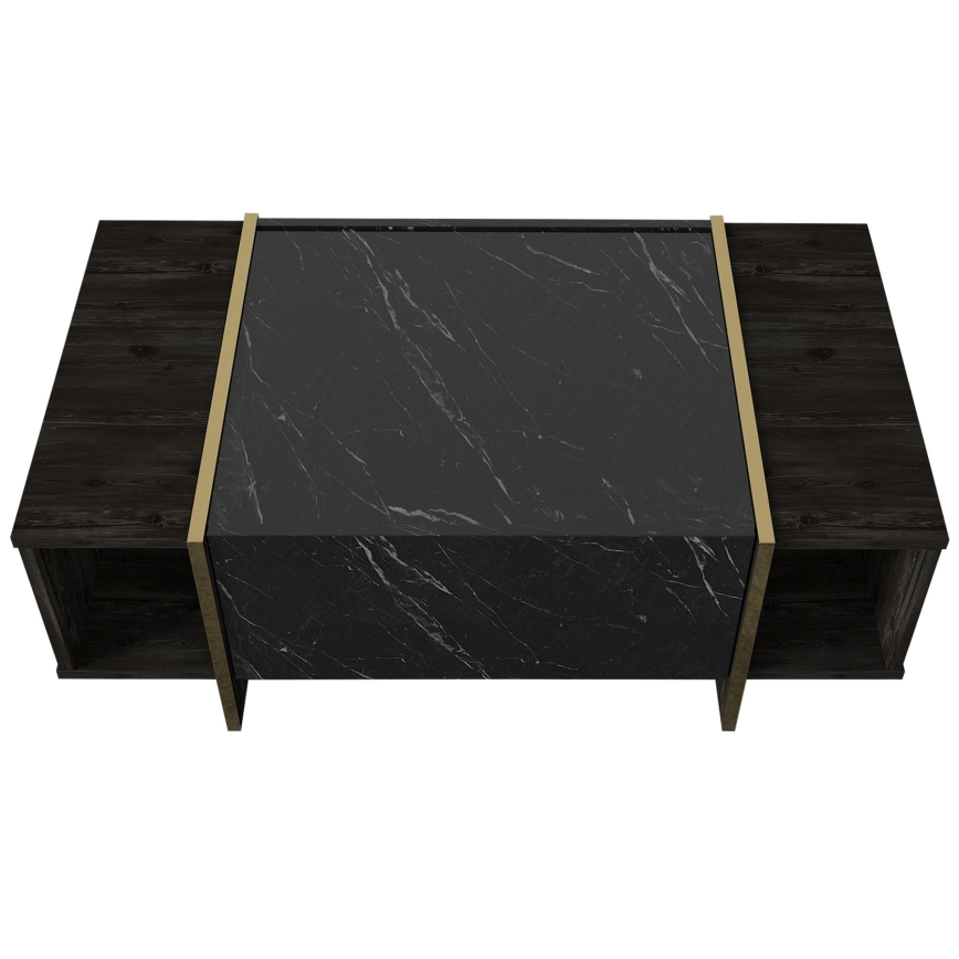 Konferenční stolek VEYRON 104x60 cm černá/mramor/zlatá