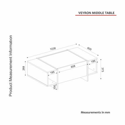Konferenční stolek VEYRON 104x60 cm černá/mramor/zlatá