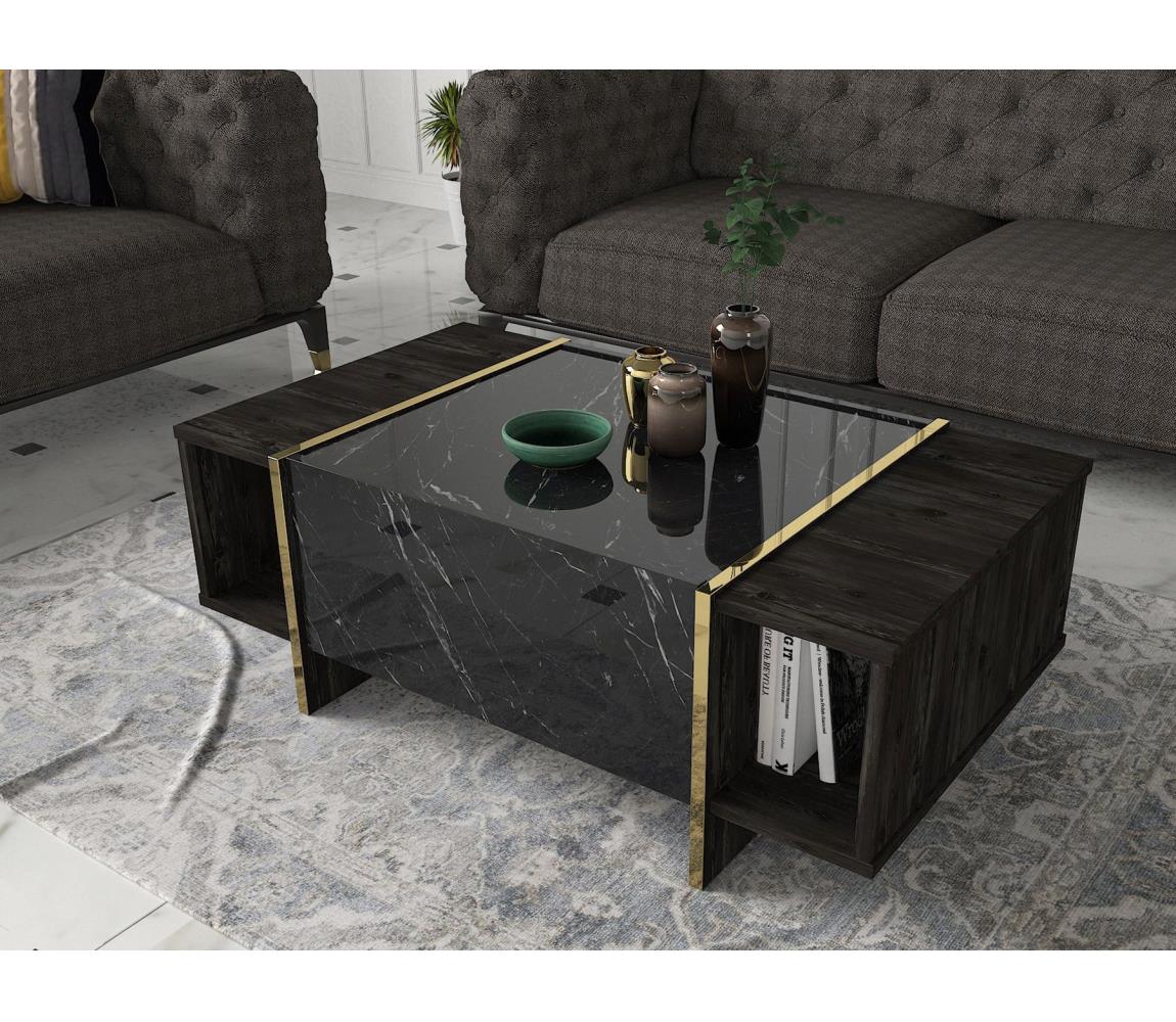  Konferenční stolek VEYRON 37,3x103,8 cm černá/zlatá 