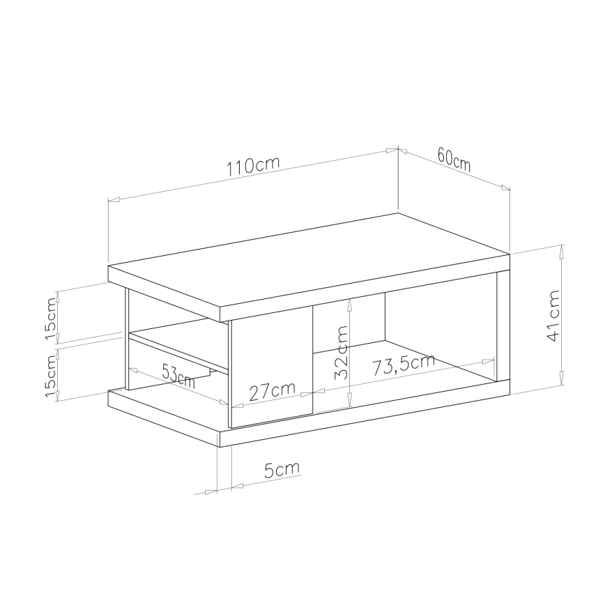 Konferenční stůl s policí a úložným prostorem LORA béžová/černá
