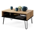 Konferenční stůl se zvedací deskou a policí HALIJA 90x60 cm dub craft/černá