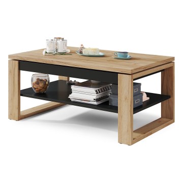 Konferenční stůl se zvedací deskou a policí NEA 110x65 cm dub craft/černá
