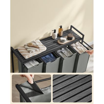 Koš na prádlo REX černá/šedá