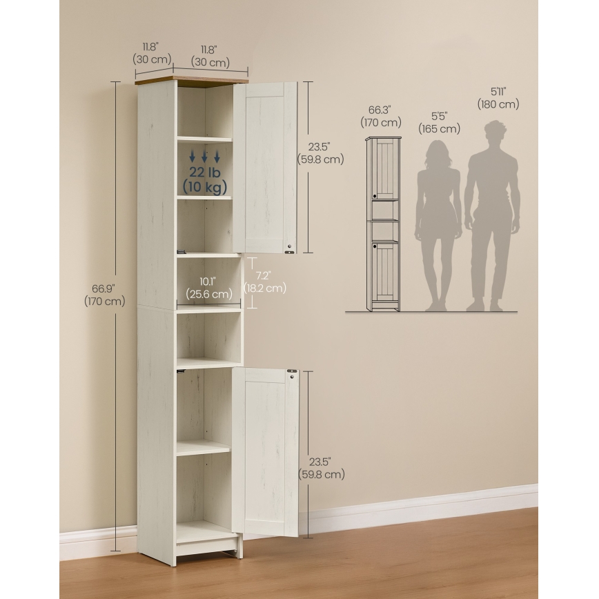 Koupelnová skříňka LEXI 30x170 cm bílá/hnědá