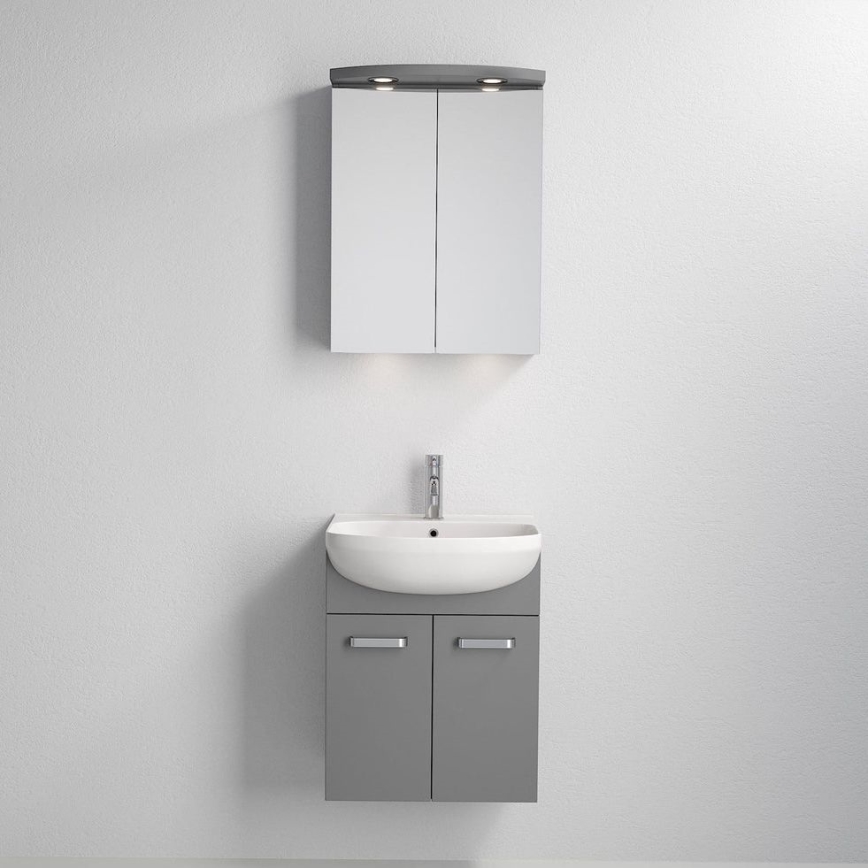 Koupelnová skříňka s umyvadlem ASTRID + LED zrcadlová skříňka 4xLED/4,3W/230V IP44 šedá
