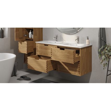 Koupelnová skříňka s umyvadlem GRIBSKOV 120 cm béžová/dub/bílá