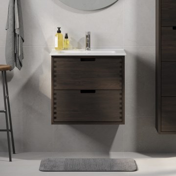 Koupelnová skříňka s umyvadlem GRIBSKOV 60 cm hnědá/dub/bílá