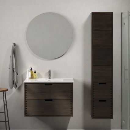 Koupelnová skříňka s umyvadlem GRIBSKOV 80 cm hnědá/dub/bílá