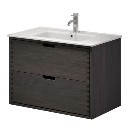 Koupelnová skříňka s umyvadlem GRIBSKOV 80 cm hnědá/dub/bílá