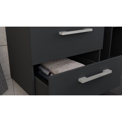 Koupelnová skříňka s umyvadlem KATE + zrcadlová skříňka + nástěnná skříňka antracit