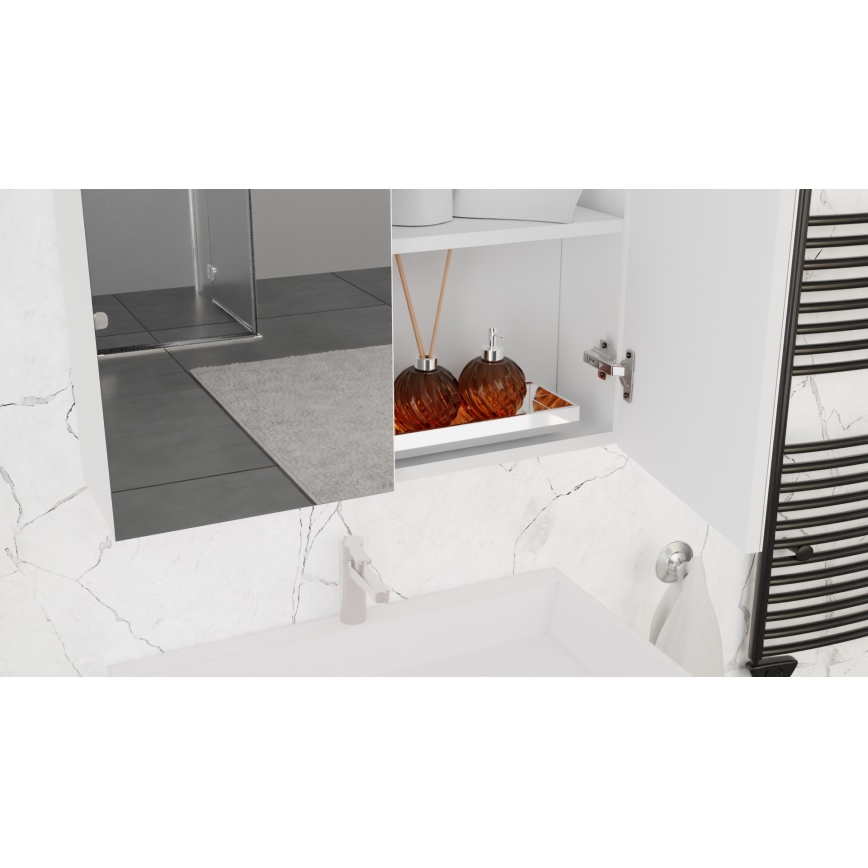 Koupelnová skříňka s umyvadlem KATE + zrcadlová skříňka + nástěnná skříňka bílá