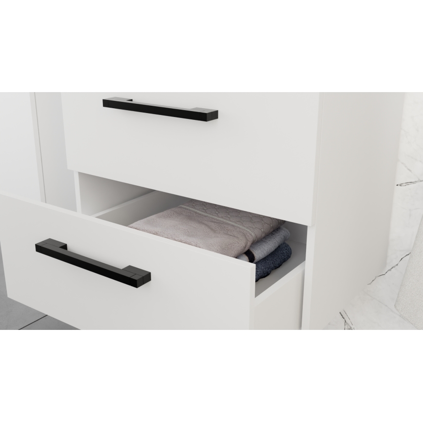 Koupelnová skříňka s umyvadlem KATE + zrcadlová skříňka + nástěnná skříňka bílá