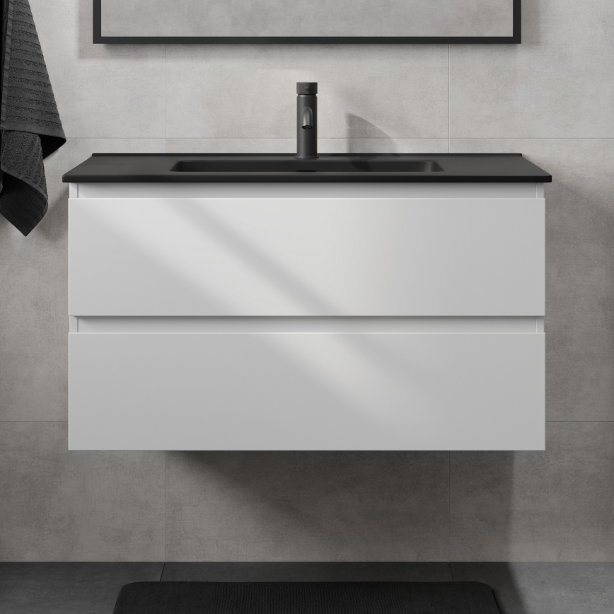 Koupelnová skříňka s umyvadlem KENWOOD 91 cm bílá/černá