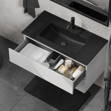 Koupelnová skříňka s umyvadlem KENWOOD 91 cm bílá/černá