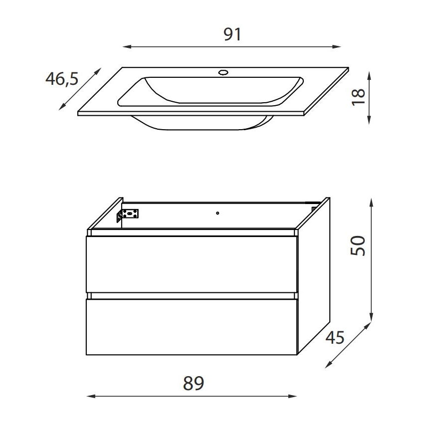 Koupelnová skříňka s umyvadlem KENWOOD 91 cm marakesh/černá