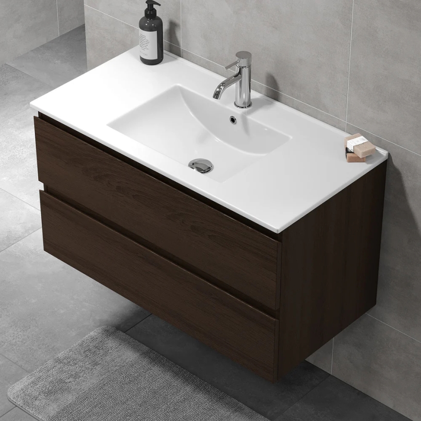 Koupelnová skříňka s umyvadlem KENWOOD 91x50x47 cm ořech