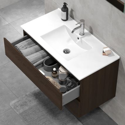 Koupelnová skříňka s umyvadlem KENWOOD 91x50x47 cm ořech