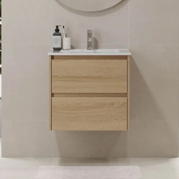 Koupelnová skříňka s umyvadlem MOLDE 60x55x46 cm dub