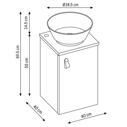 Koupelnová skříňka s umyvadlem TAARNHOLM šedá