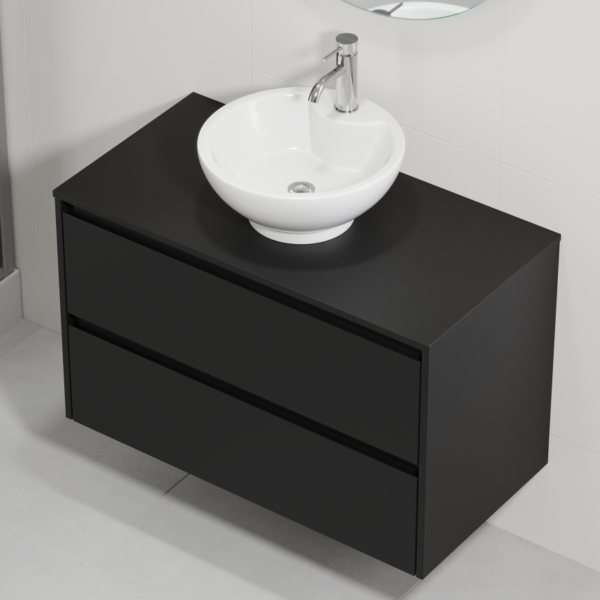 Koupelnová skříňka s umyvadlem TRONDHEIM/DRAMMEN 90x57x46 cm černá/bílá