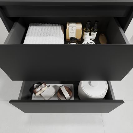 Koupelnová skříňka s umyvadlem TRONDHEIM/VIKEDAL 60x57x46 cm černá/bílá