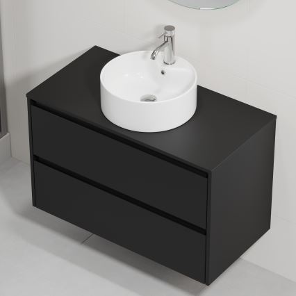 Koupelnová skříňka s umyvadlem TRONDHEIM/VIKEDAL 90x57x46 cm černá/bílá