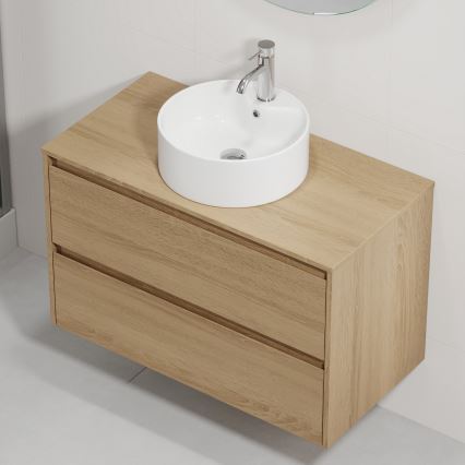 Koupelnová skříňka s umyvadlem TRONDHEIM/VIKEDAL 90x57x46 cm dub/bílá