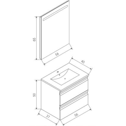 Koupelnová skříňka s umyvadlem VEDO + LED zrcadlo LED/10W/230V IP44 šedá