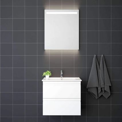 Koupelnová skříňka s umyvadlem VIGO + LED nástěnné zrcadlo s podsvícením LED/10W/230V IP44 bílá