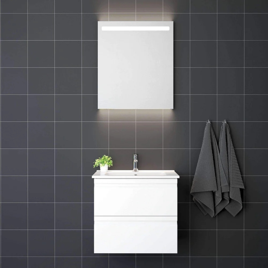 Koupelnová skříňka s umyvadlem VIGO + LED nástěnné zrcadlo s podsvícením LED/10W/230V IP44 bílá