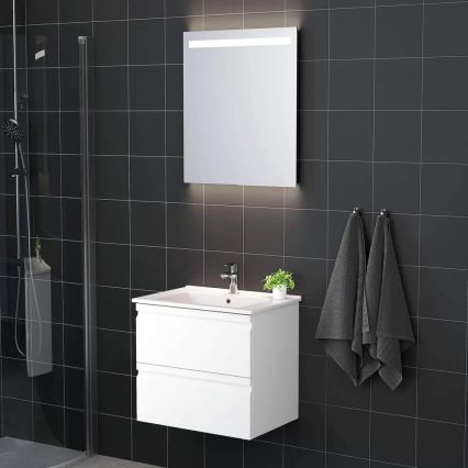 Koupelnová skříňka s umyvadlem VIGO + LED nástěnné zrcadlo s podsvícením LED/10W/230V IP44 bílá