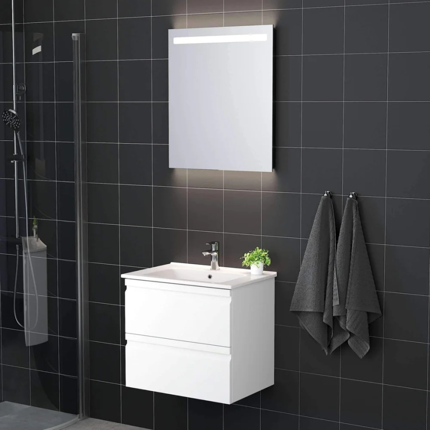 Koupelnová skříňka s umyvadlem VIGO + LED nástěnné zrcadlo s podsvícením LED/10W/230V IP44 bílá