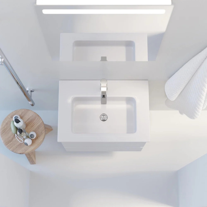 Koupelnová skříňka s umyvadlem VIGO + LED nástěnné zrcadlo s podsvícením LED/10W/230V IP44 bílá