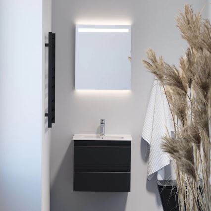 Koupelnová skříňka s umyvadlem VIGO + LED nástěnné zrcadlo s podsvícením LED/10W/230V IP44 černá