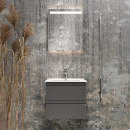 Koupelnová skříňka s umyvadlem VIGO + LED nástěnné zrcadlo s podsvícením LED/10W/230V IP44 šedá