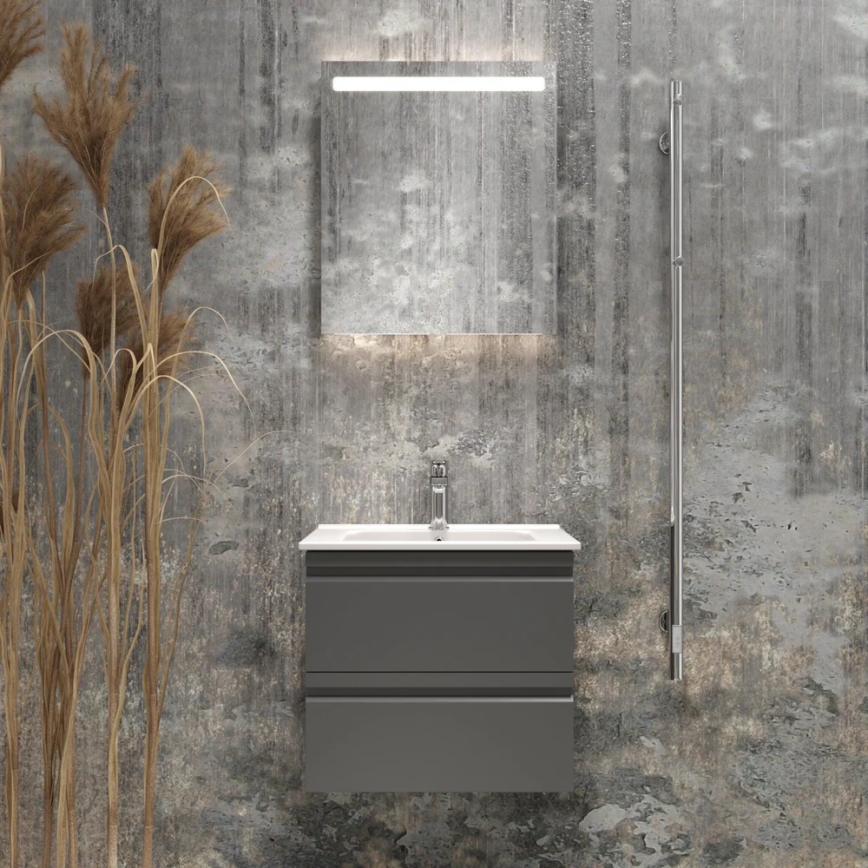Koupelnová skříňka s umyvadlem VIGO + LED nástěnné zrcadlo s podsvícením LED/10W/230V IP44 šedá