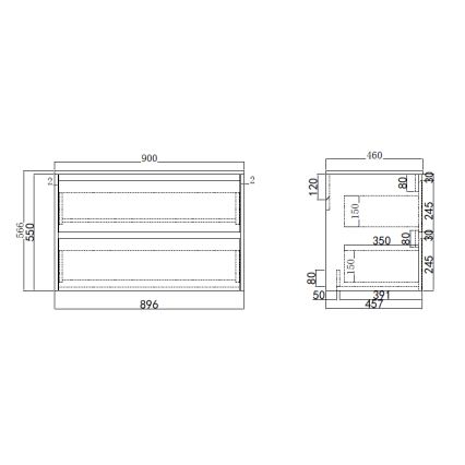 Koupelnová skříňka TRONDHEIM pro umyvadlo 90x57x46 cm antracit