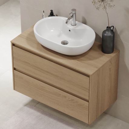Koupelnová skříňka TRONDHEIM pro umyvadlo 90x57x46 cm dub
