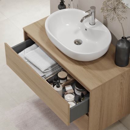 Koupelnová skříňka TRONDHEIM pro umyvadlo 90x57x46 cm dub