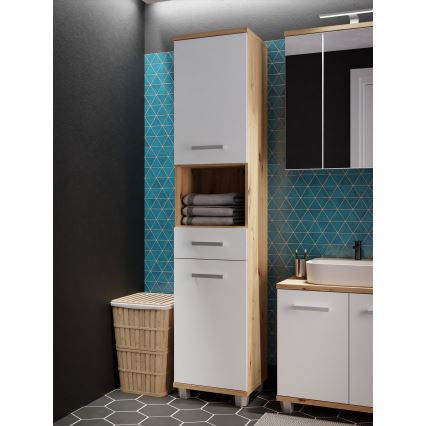 Koupelnová skříňka VENOM bílá/dub artisan