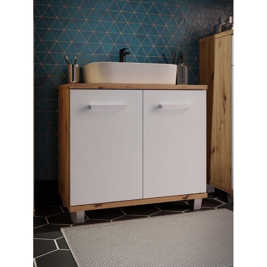 Koupelnová skříňka VENOM bílá/dub artisan