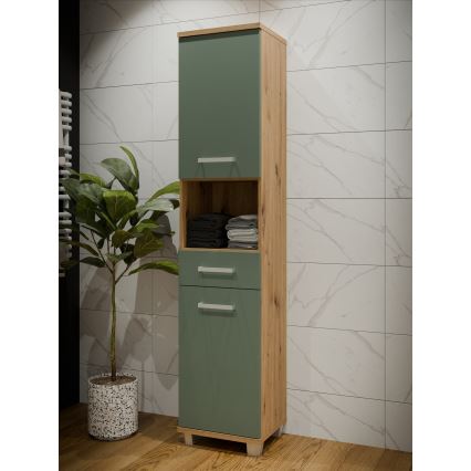 Koupelnová skříňka VENOM zelená/dub artisan